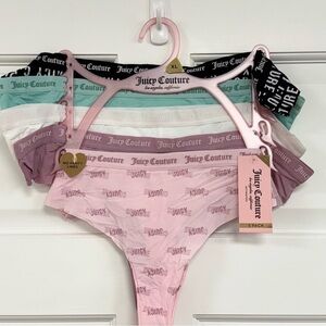 Juicy Couture Cheeky Thong Underwear XL Seamless No Panty Line Logo Waist 5pk
